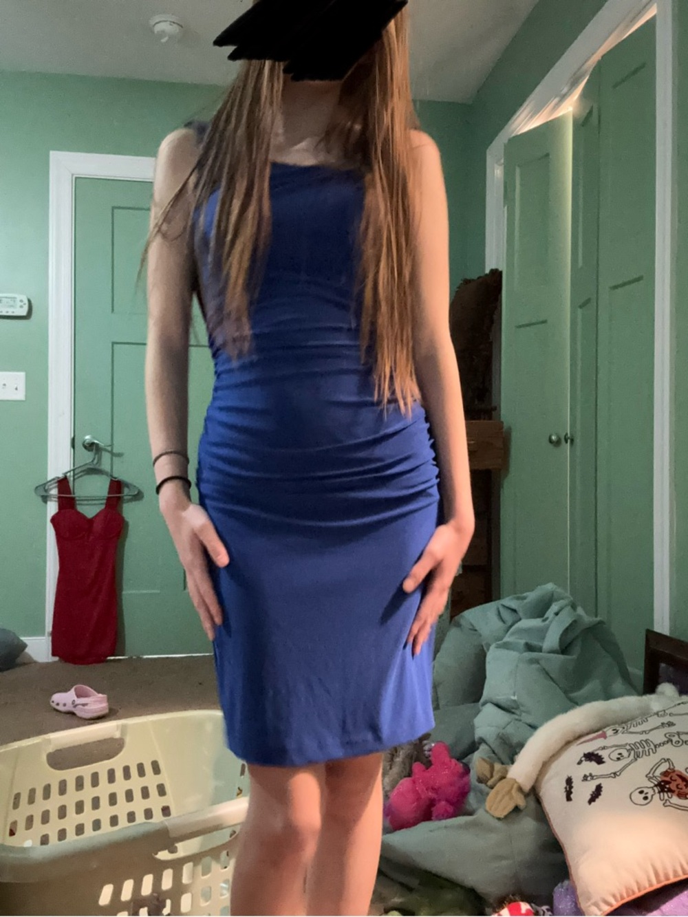 Sleeveless Royal Blue Ruched Bodycon Dress